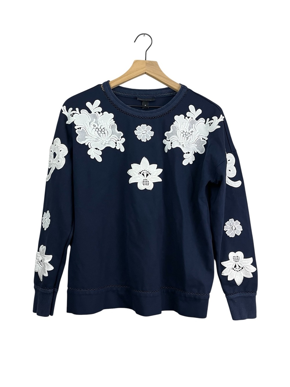 Victoria Beckham for Target: Navy Sweatshirt with White Floral Appliqué
